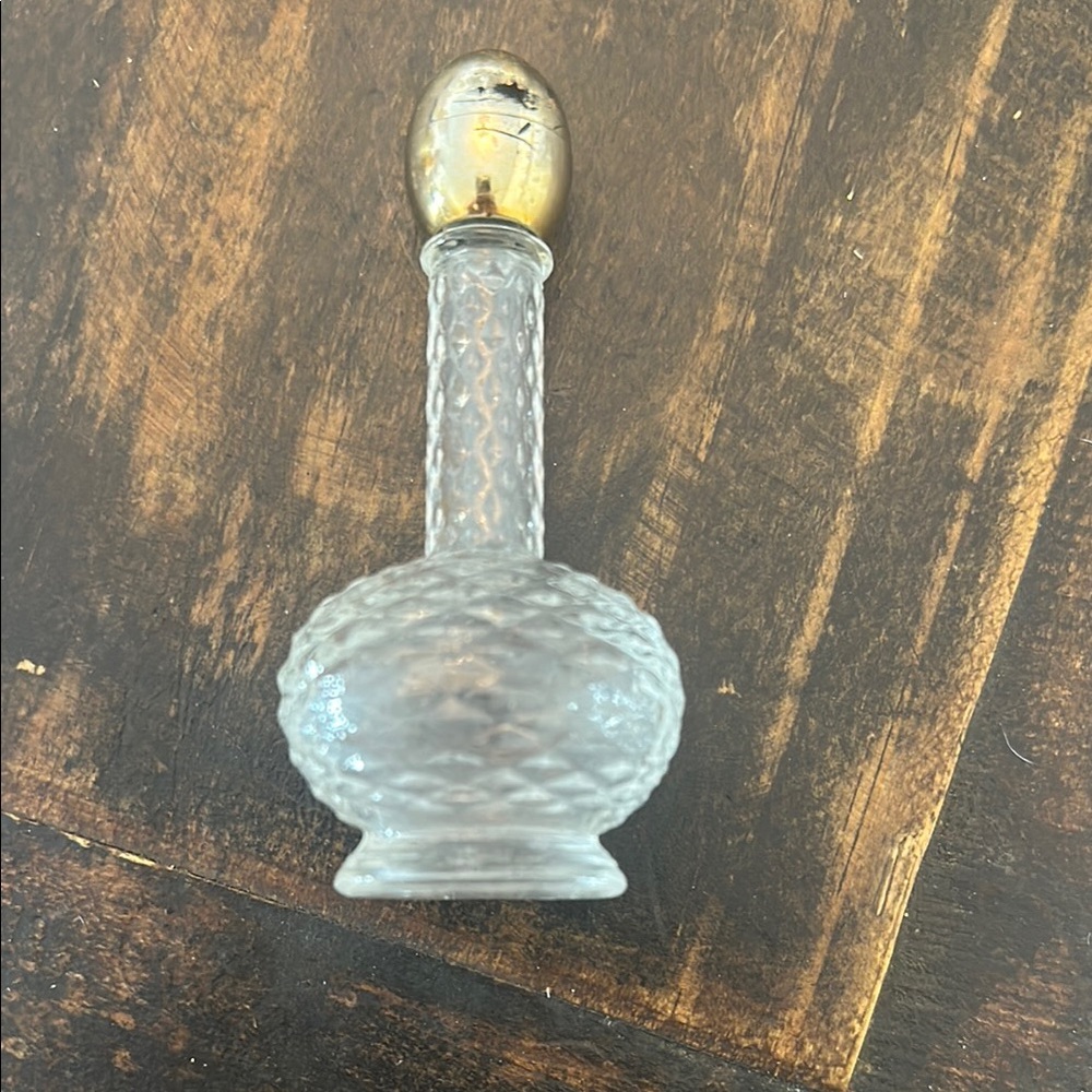 Vintage Glass Perfume Bottle with Gold Cap